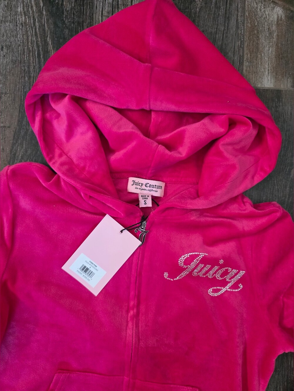 Juicy Couture Vibrant Pink Velour Hoodie & Pant Set Track Suit - Picture 6 of 9